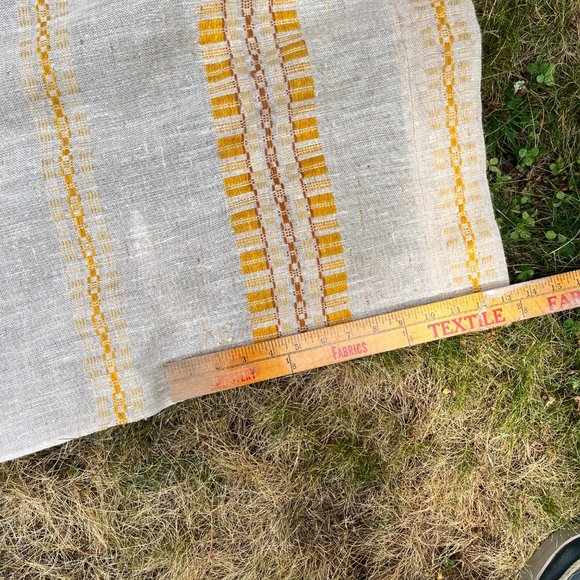 PAIR of Curtain Panels MCM HAND-WOVEN Wool Yellow/Rust/Cream Scandinavia Simple - Picture 15 of 16